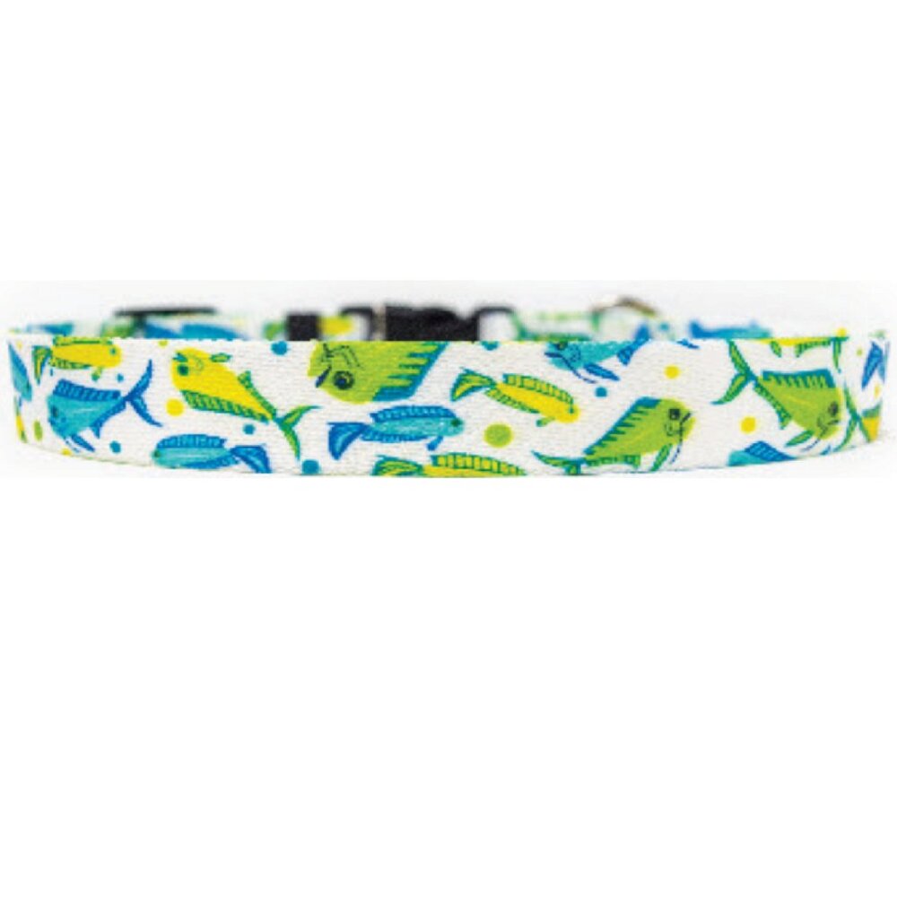 Size M & L Colorful Mahi Mahi - Dolphinfish - Dorado Machine Washable Dog Collar